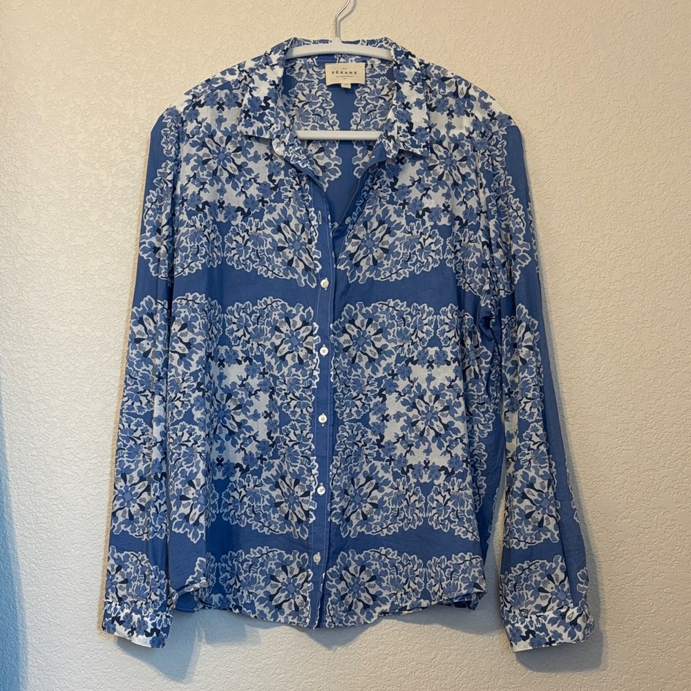 Sezane Pierro Blue and White Floral - Picture 3 of 6